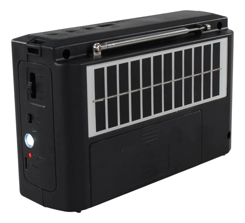 RADIO SOLAR PORTATIL AM FM SW CON LUZ LED Y USB - 5
