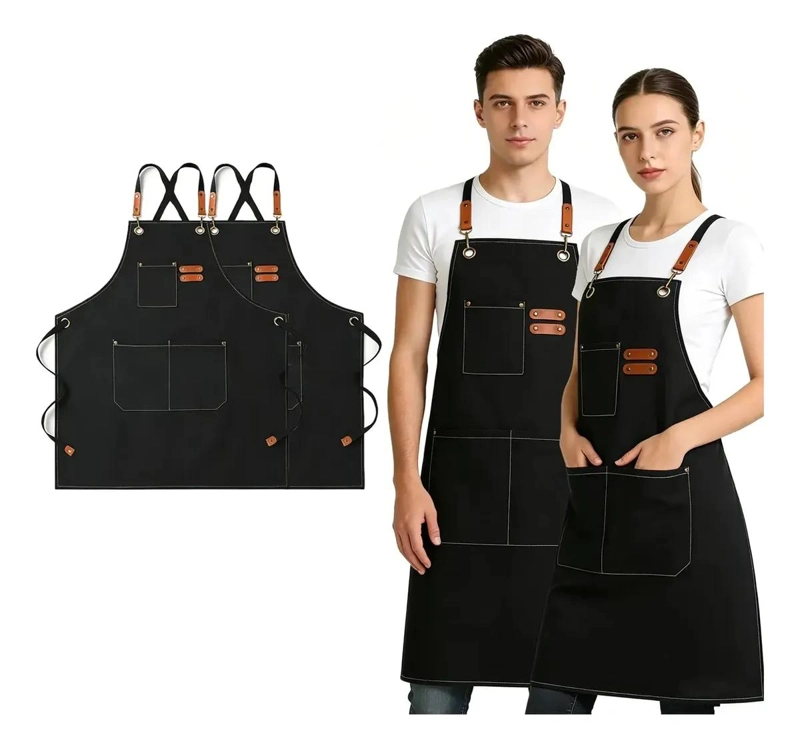 DELANTAL DE COCINA AJUSTABLE CON BOLSILLOS PARA PARRILLA - 1