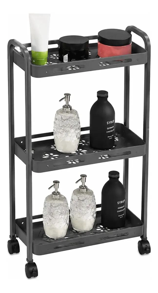 ESTANTE ORGANIZADOR DE ALUMINIO 3 NIVELES CON RUEDAS - 1