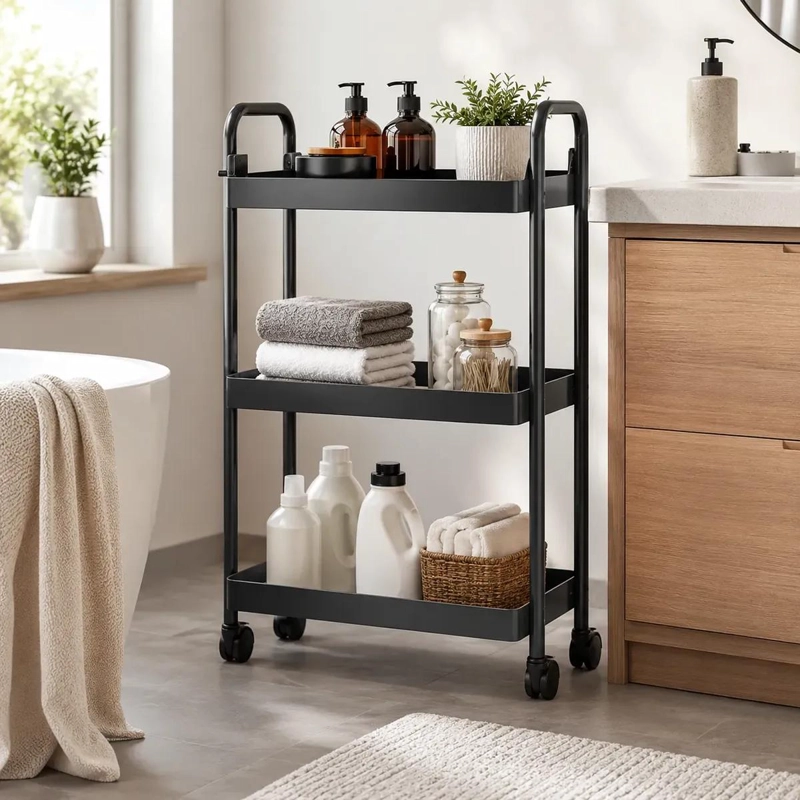 ESTANTE ORGANIZADOR DE ALUMINIO 3 NIVELES CON RUEDAS - 3