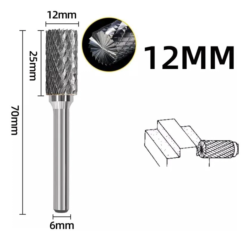 LIMA DE ACERO DE TUNGSTENO 7 CM CON MANGO - 2