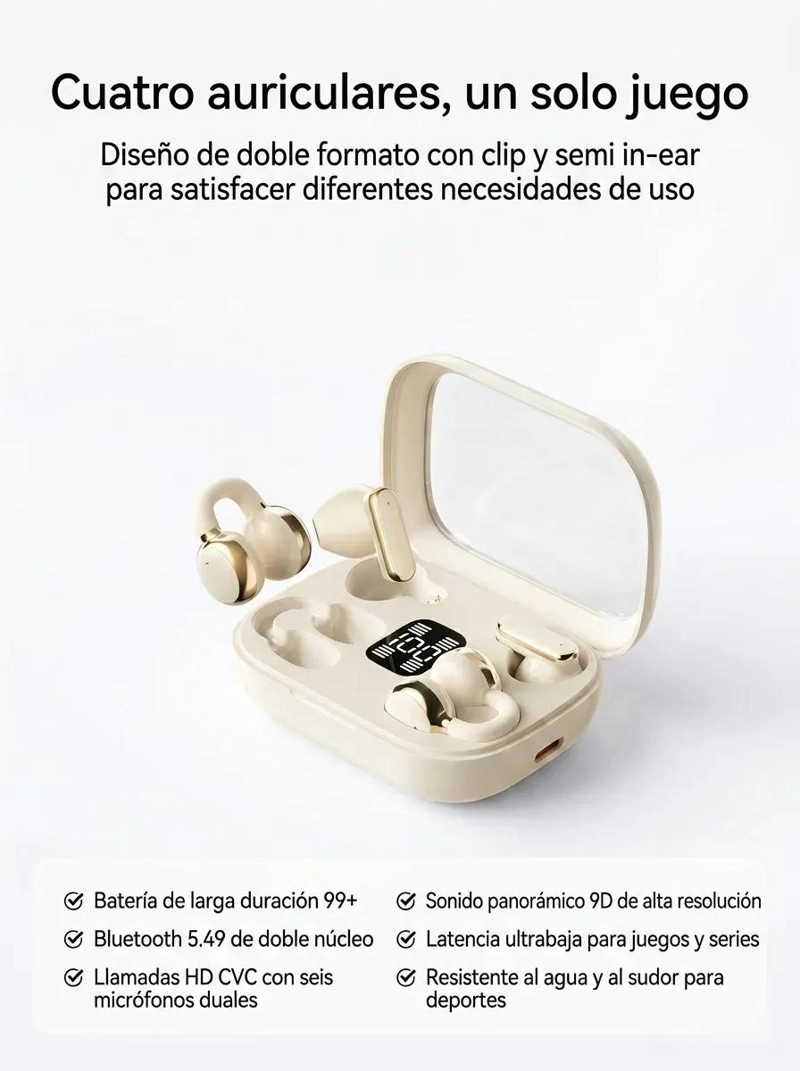 AUDIFONOS INALAMBRICOS BLUETOOTH 6.0 CON MICROFONO INTEGRADO - 8