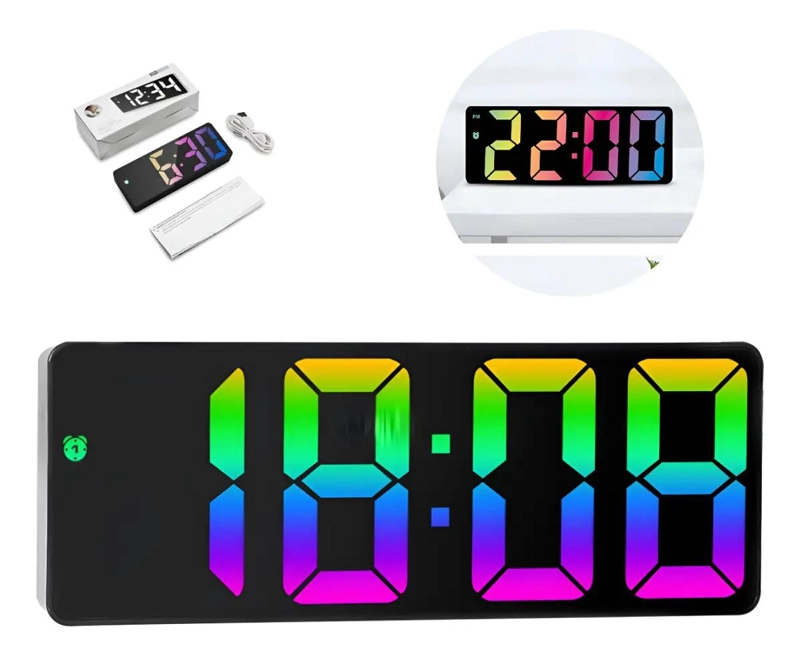 RELOJ DESPERTADOR LED DIGITAL MULTICOLOR PARA ESCRITORIO - 1