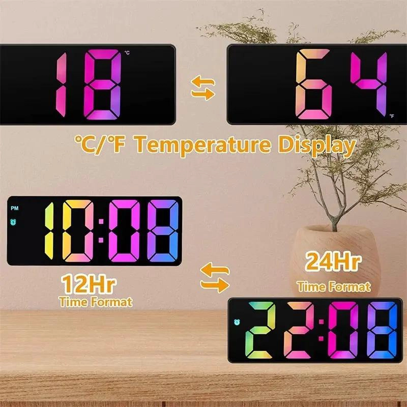 RELOJ DESPERTADOR LED DIGITAL MULTICOLOR PARA ESCRITORIO - 2