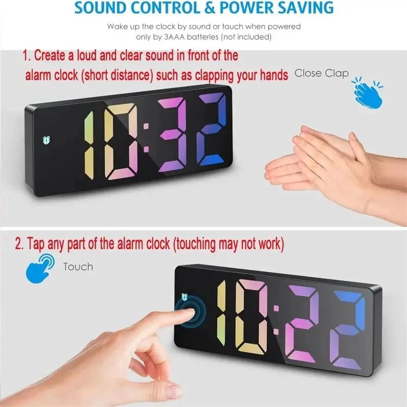 RELOJ DESPERTADOR LED DIGITAL MULTICOLOR PARA ESCRITORIO - 3