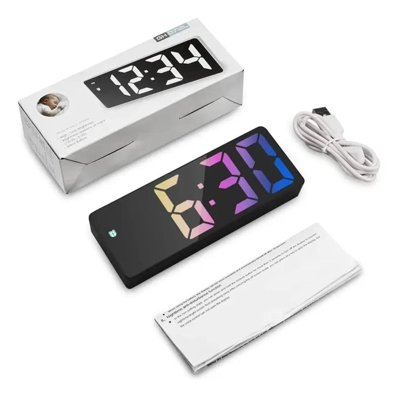 RELOJ DESPERTADOR LED DIGITAL MULTICOLOR PARA ESCRITORIO - 5