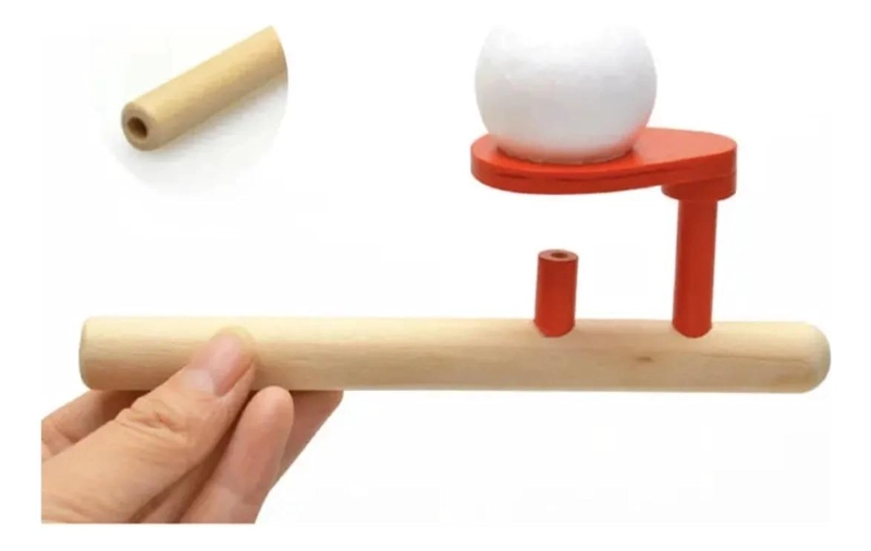 JUGUETE DE MADERA SOPLADOR CON PELOTA FLOTANTE PARA APRENDER - 1