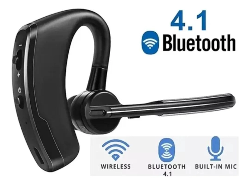 AURICULAR BLUETOOTH INALAMBRICO CON MICROFONO Y GANCHO - 2