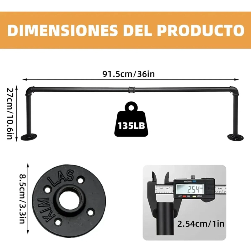 PERCHERO DE METAL NEGRO PARA ROPA Y ACCESORIOS 92CM - 2