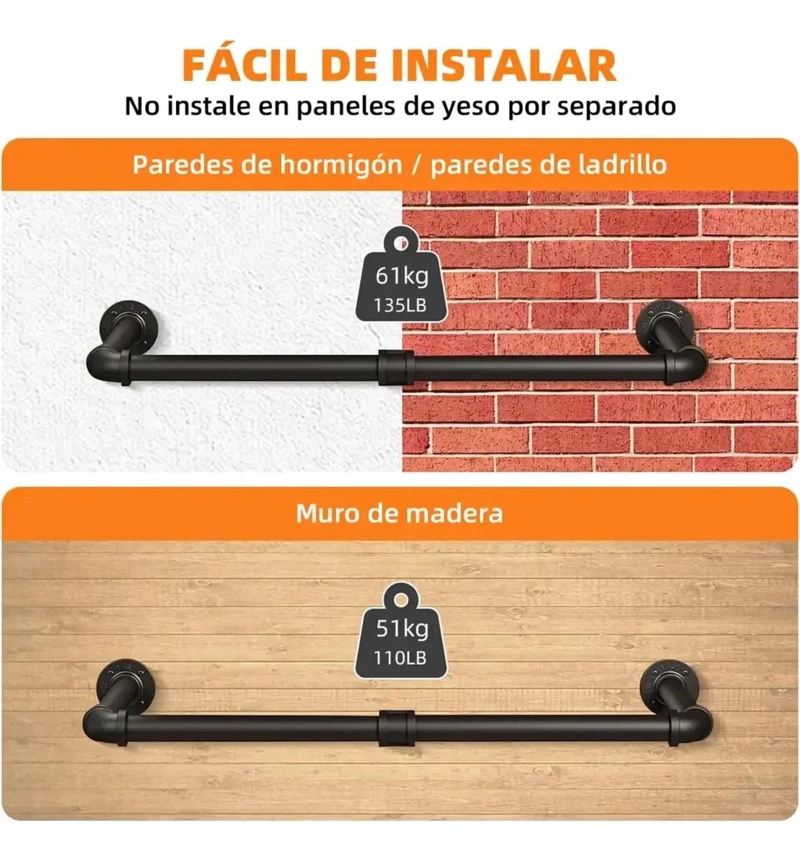 PERCHERO DE METAL NEGRO PARA ROPA Y ACCESORIOS 92CM - 4
