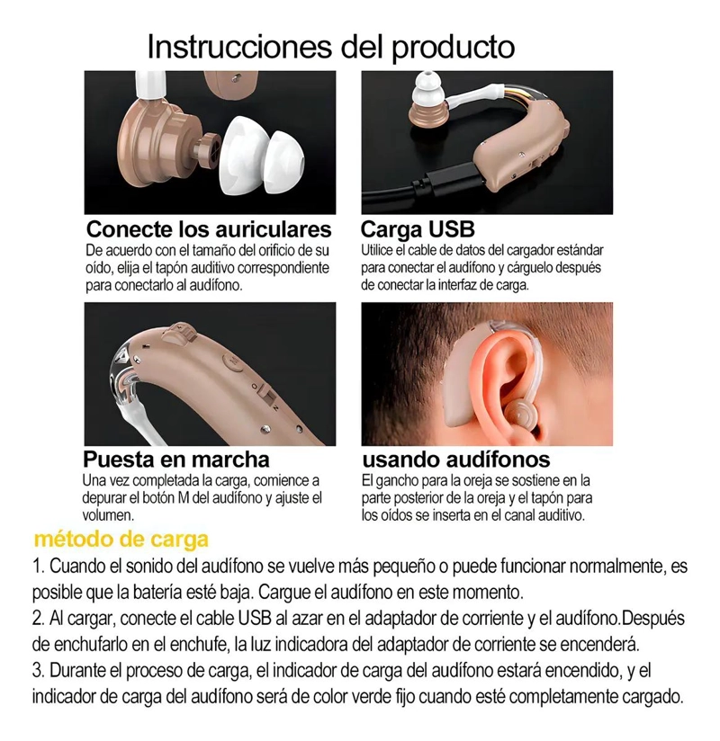 AUDIFONO RECARGABLE CON CANCELACION DE RUIDO PARA PROBLEMAS AUDITIVOS - 6