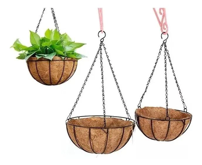 SET DE 5 MACETEROS COLGANTES DE FIBRA DE COCO GRANDES PARA PLANTAS - 3