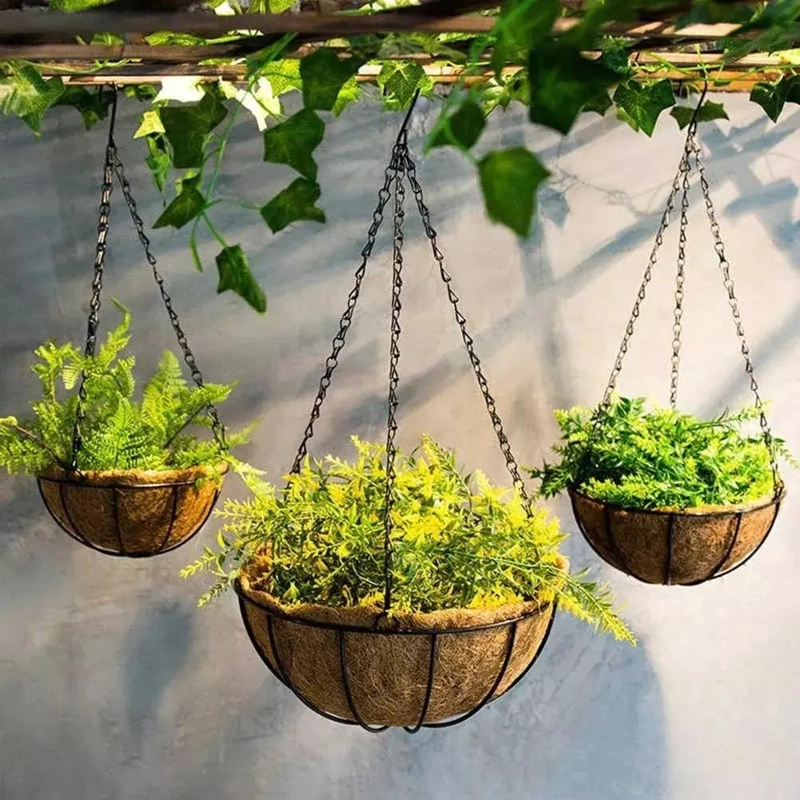 SET DE 5 MACETEROS COLGANTES DE FIBRA DE COCO GRANDES PARA PLANTAS - 4