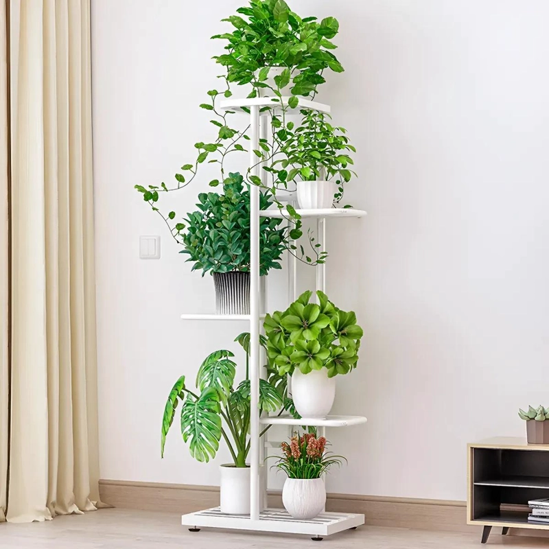 SOPORTE METALICO VERTICAL PARA 6 MACETAS EN JARDIN O BALCON - 1