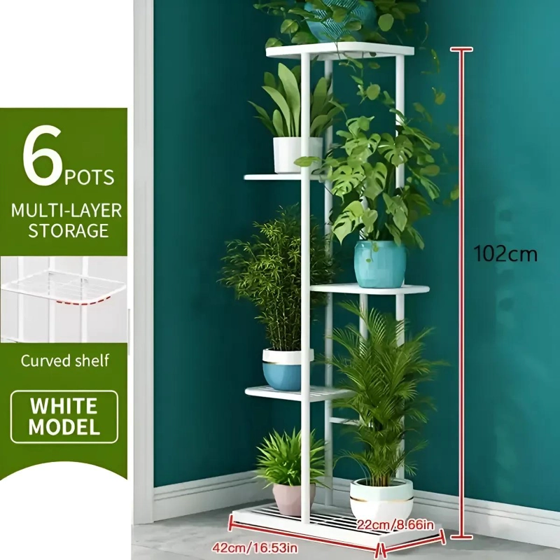 SOPORTE METALICO VERTICAL PARA 6 MACETAS EN JARDIN O BALCON - 7