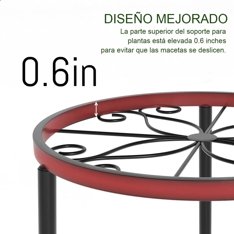 JUEGO DE 5 BASES METALICAS PARA MACETAS DE JARDIN Y HOGAR - 4