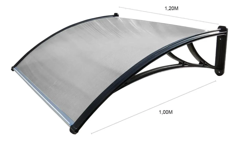ALERO TRANSPARENTE DE POLICARBONATO 1X1.2 MTS PARA EXTERIORES - 2