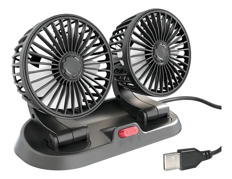 VENTILADOR DE ESCRITORIO USB DOBLE CABEZAL GIRATORIO 360 GRADOS - 1