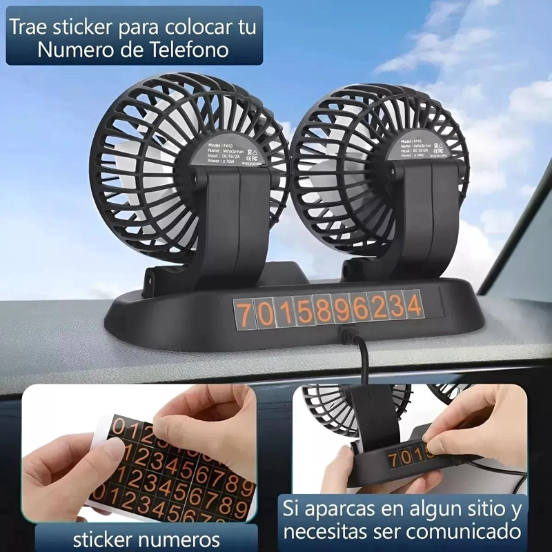 VENTILADOR DE ESCRITORIO USB DOBLE CABEZAL GIRATORIO 360 GRADOS - 2