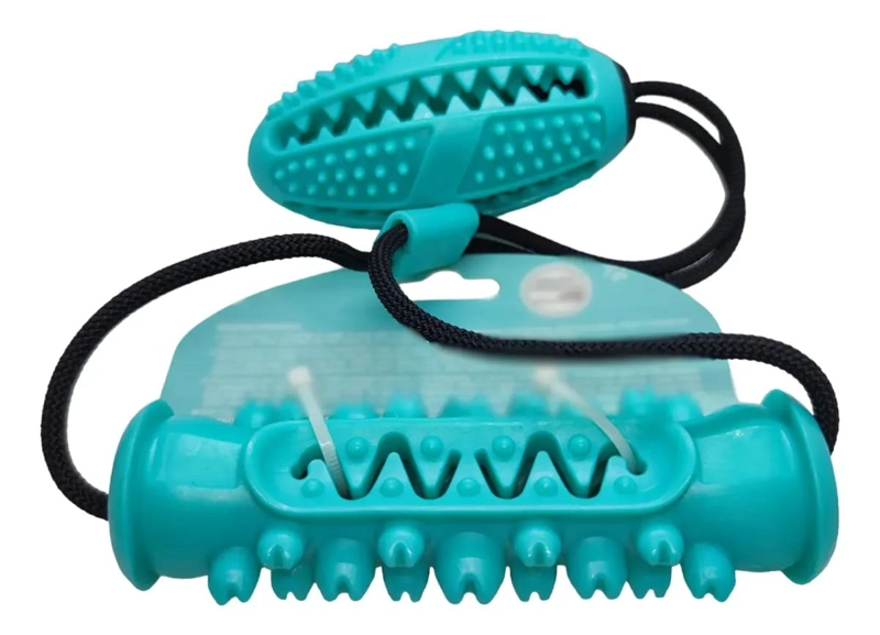 PELOTA MASTICABLE DENTAL PARA PERROS COLOR TURQUESA - 1