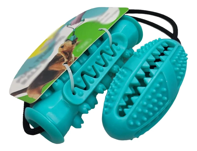 PELOTA MASTICABLE DENTAL PARA PERROS COLOR TURQUESA - 2