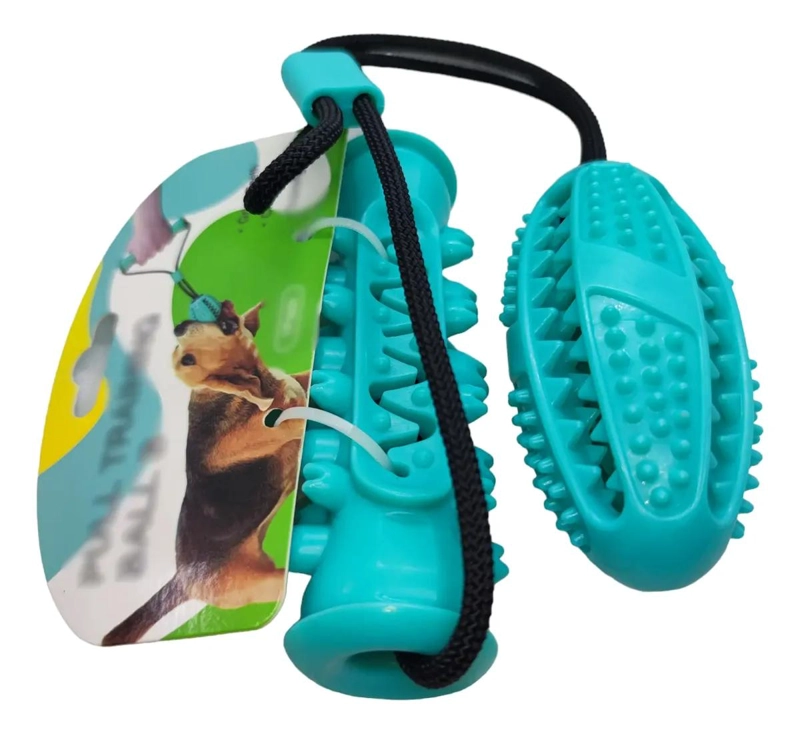 PELOTA MASTICABLE DENTAL PARA PERROS COLOR TURQUESA - 4