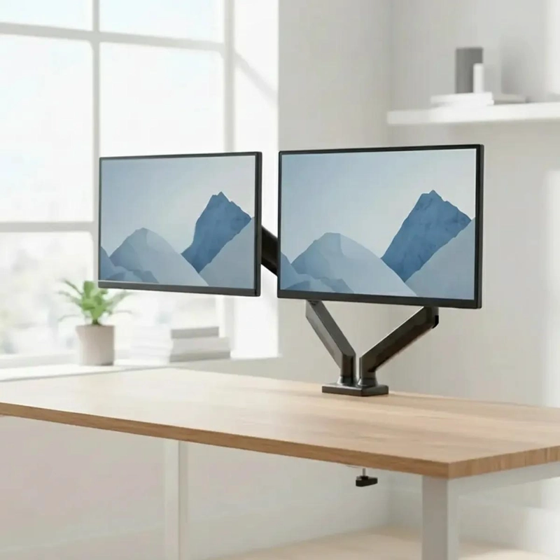 SOPORTE DOBLE BRAZO GAS PARA MONITOR DE 17 A 27 PULGADAS - 1