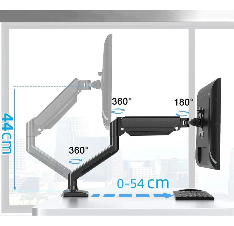 SOPORTE DOBLE PARA MONITOR DE ESCRITORIO CON BRAZO AJUSTABLE - 4