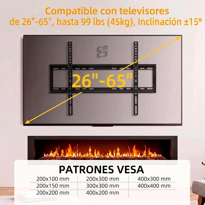 SOPORTE DE PARED PARA TELEVISORES DE 26 A 65 PULGADAS - 3
