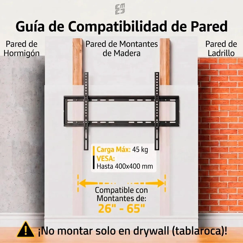 SOPORTE DE PARED PARA TELEVISORES DE 26 A 65 PULGADAS - 4