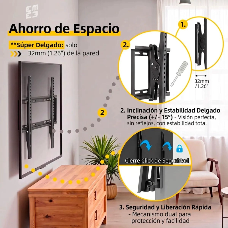 SOPORTE DE PARED PARA TELEVISORES DE 26 A 65 PULGADAS - 7