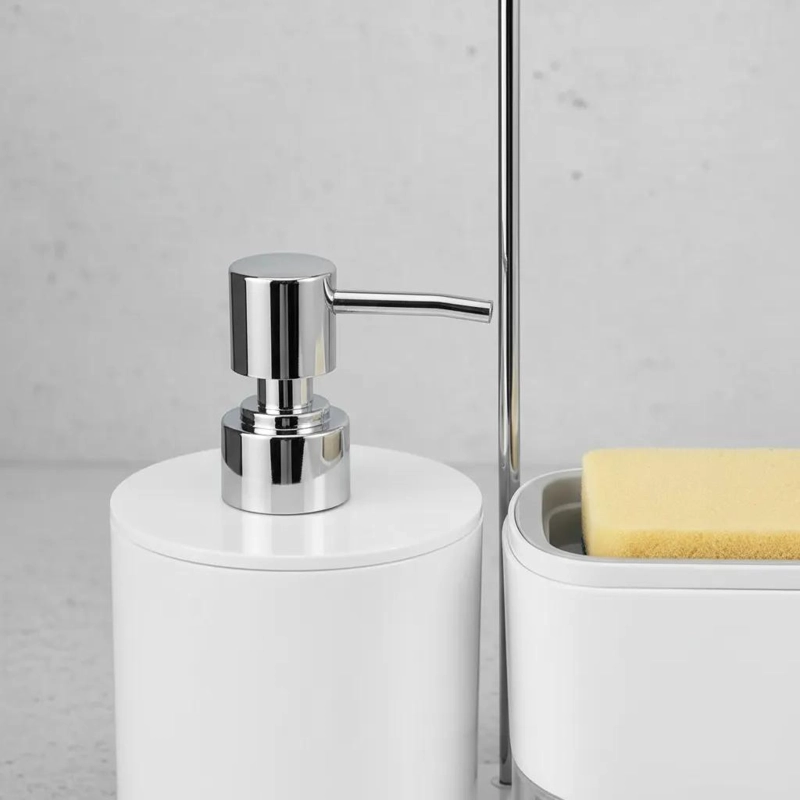 DISPENSADOR DE JABON Y PORTA ESPONJA PARA COCINA BLANCO - 10