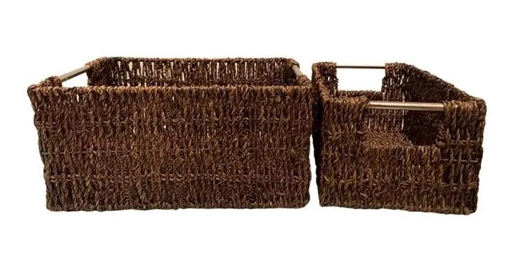 SET DE 2 CANASTOS RECTANGULARES DE SEAGRASS PARA ORGANIZAR - 2