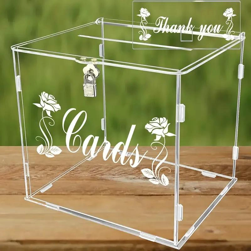 CAJA ACRILICA TRANSPARENTE ARMABLE PARA EVENTOS Y DONACIONES 25X25X25 CM - 3