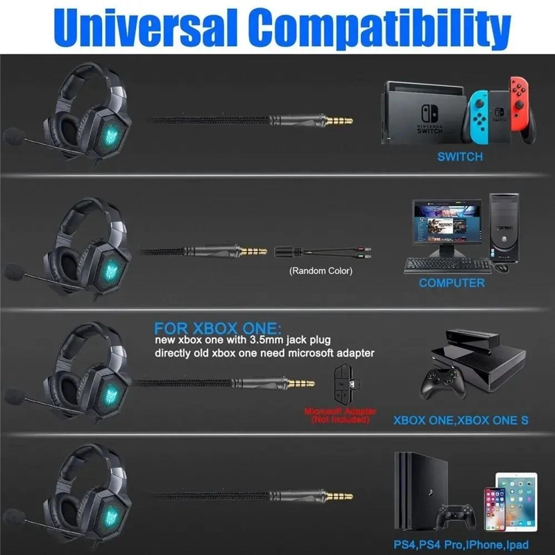 AUDIFONOS GAMING CON MICROFONO Y LUZ RGB PARA PC Y CONSOLAS - 5