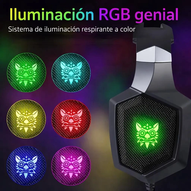 AUDIFONOS GAMING CON MICROFONO Y LUZ RGB PARA PC Y CONSOLAS - 6