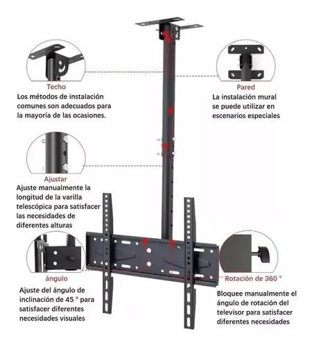 SOPORTE DE TECHO PARA TV GIRATORIO 360° DE 32 A 70 PULGADAS - 6