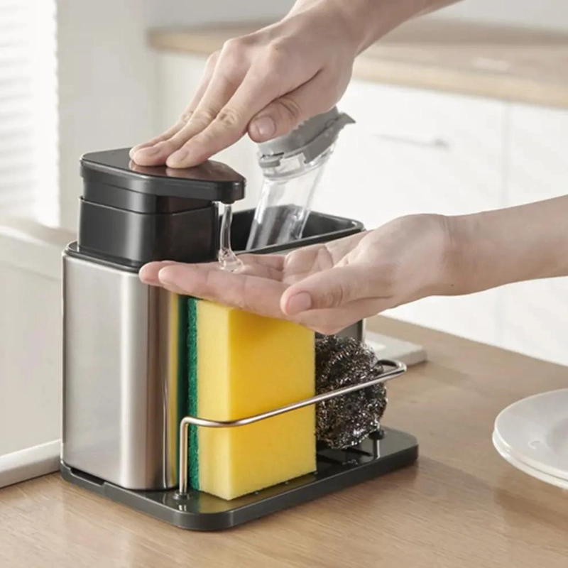 DISPENSADOR DE JABON Y PORTA ESPONJA PARA COCINA - 10