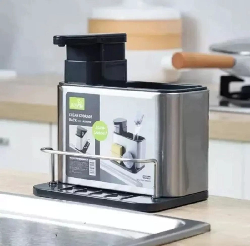 DISPENSADOR DE JABON Y PORTA ESPONJA PARA COCINA - 2