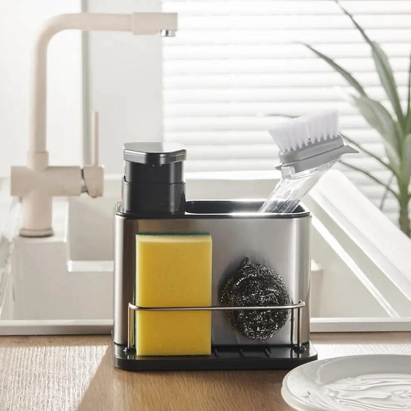 DISPENSADOR DE JABON Y PORTA ESPONJA PARA COCINA - 8