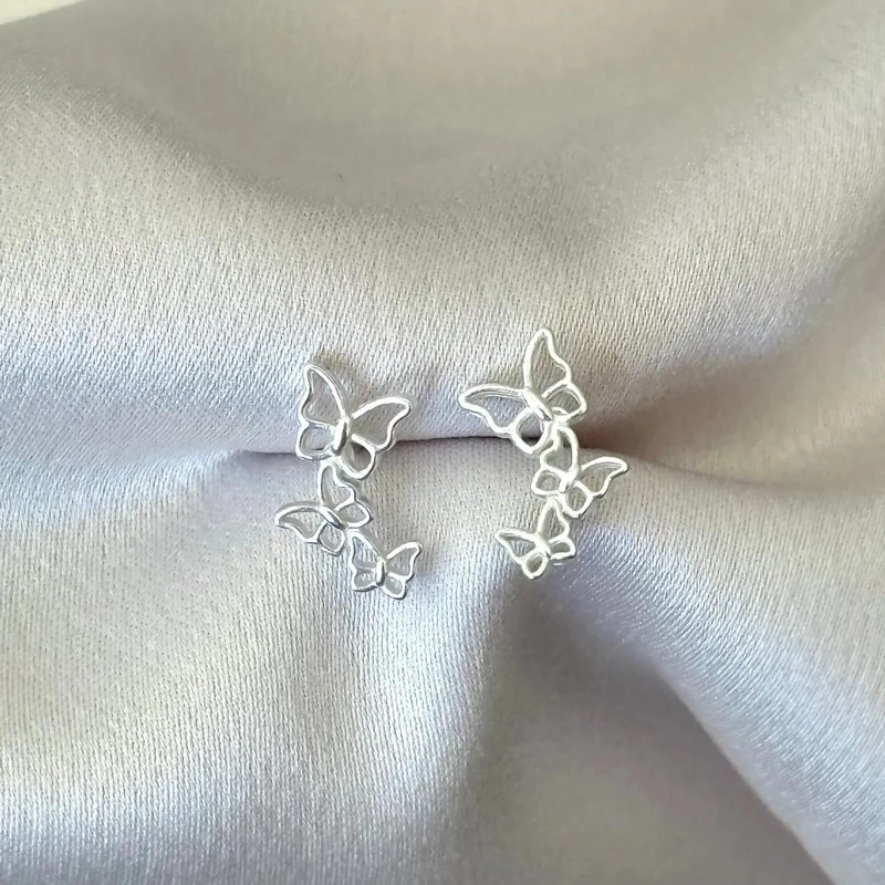AROS DE MARIPOSA EN PLATA 925 PARA NIÑAS Y MUJERES - 2