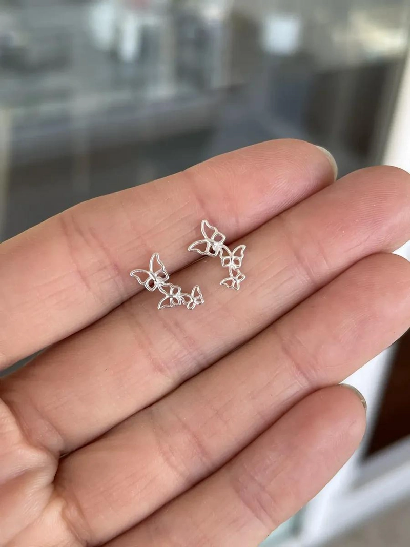AROS DE MARIPOSA EN PLATA 925 PARA NIÑAS Y MUJERES - 4