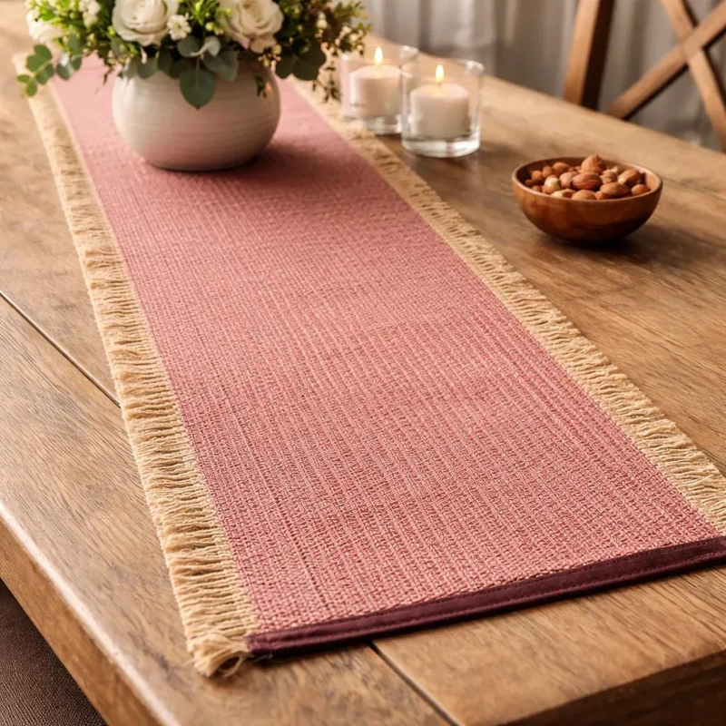 CAMINO DE MESA RUSTICO DE YUTE NATURAL PARA DECORACION - 1