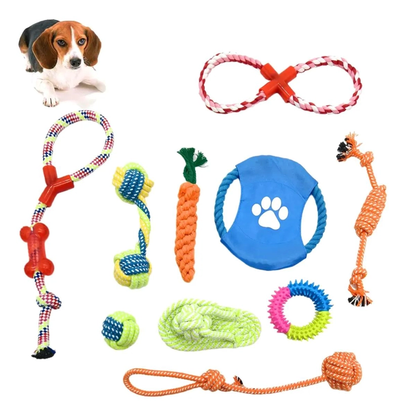 SET DE 10 JUGUETES DIVERSOS PARA PERROS Y MASCOTAS - 1