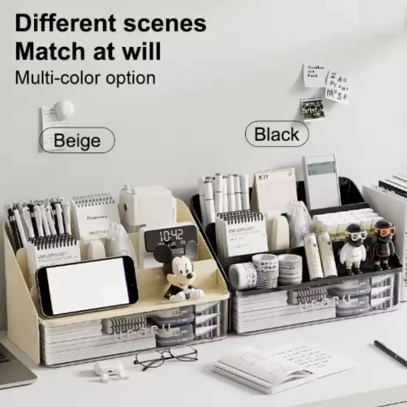 ORGANIZADOR MULTIFUNCIONAL PARA ESCRITORIO Y COSME TICOS COLOR ROSA - 4