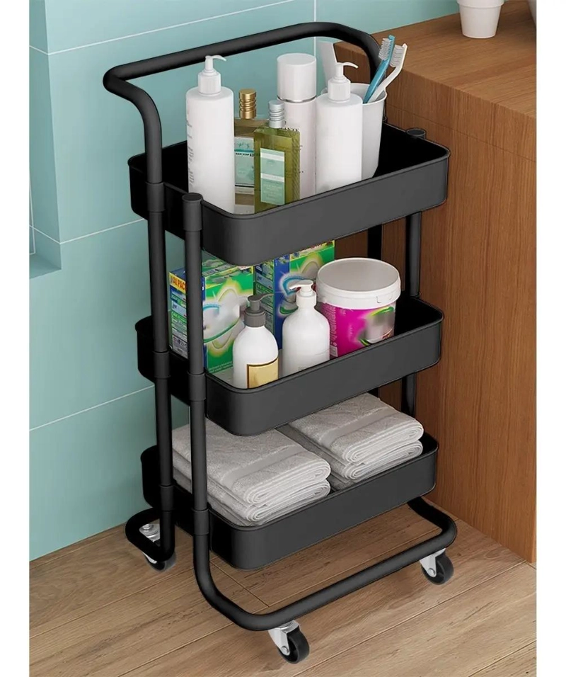 CARRITO ORGANIZADOR MULTIUSOS DE HIERRO CON 3 ESTANTES - 2