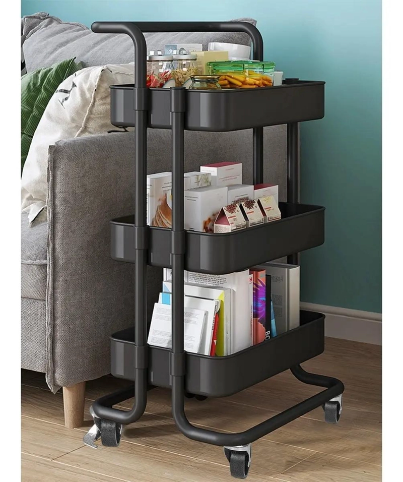 CARRITO ORGANIZADOR MULTIUSOS DE HIERRO CON 3 ESTANTES - 6
