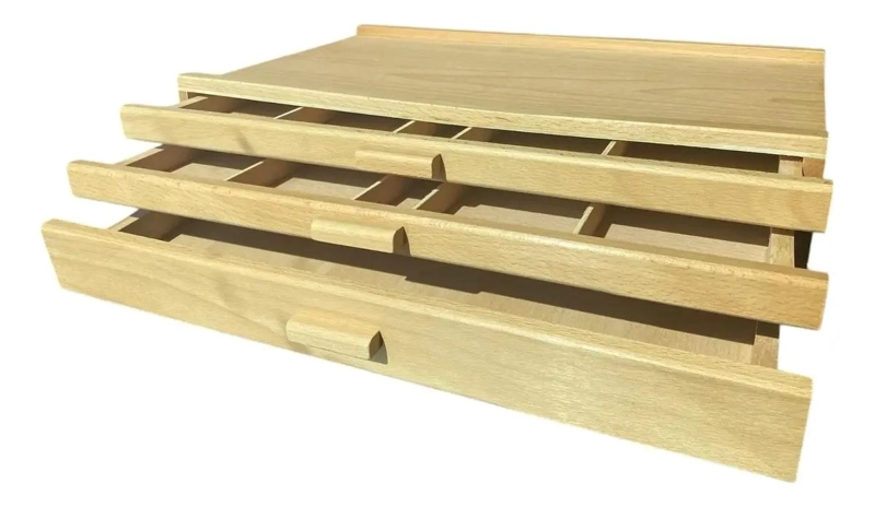 ORGANIZADOR DE MADERA PARA ESCRITORIO CON TRES CAJONES - 1