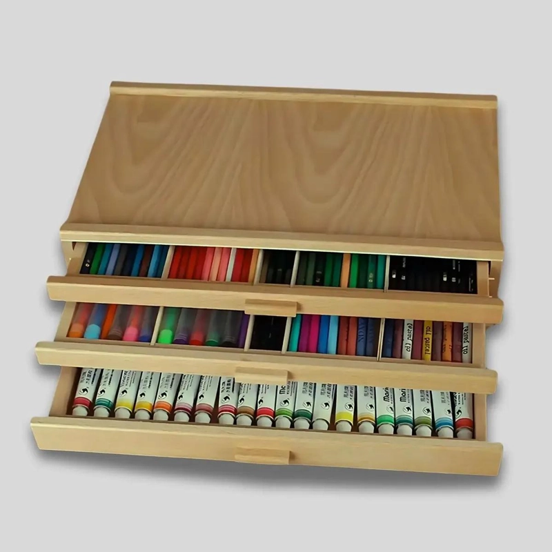 ORGANIZADOR DE MADERA PARA ESCRITORIO CON TRES CAJONES - 2