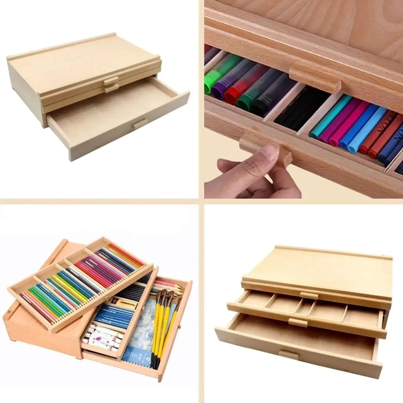 ORGANIZADOR DE MADERA PARA ESCRITORIO CON TRES CAJONES - 5